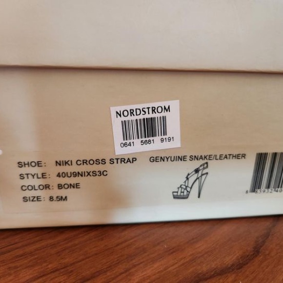 Michael Kors Niki Cross Strap Snake/leather Bone color platform 5 in heels - Picture 9 of 9